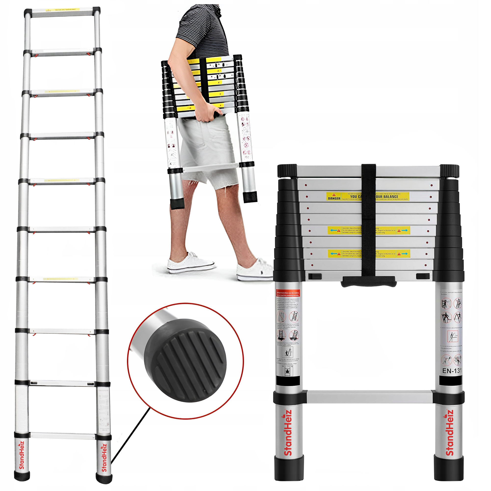 Hliníková Teleskopická Rebríková Tyč 2,9 M, Voľne Padajúca, Skladacia Do Bytu