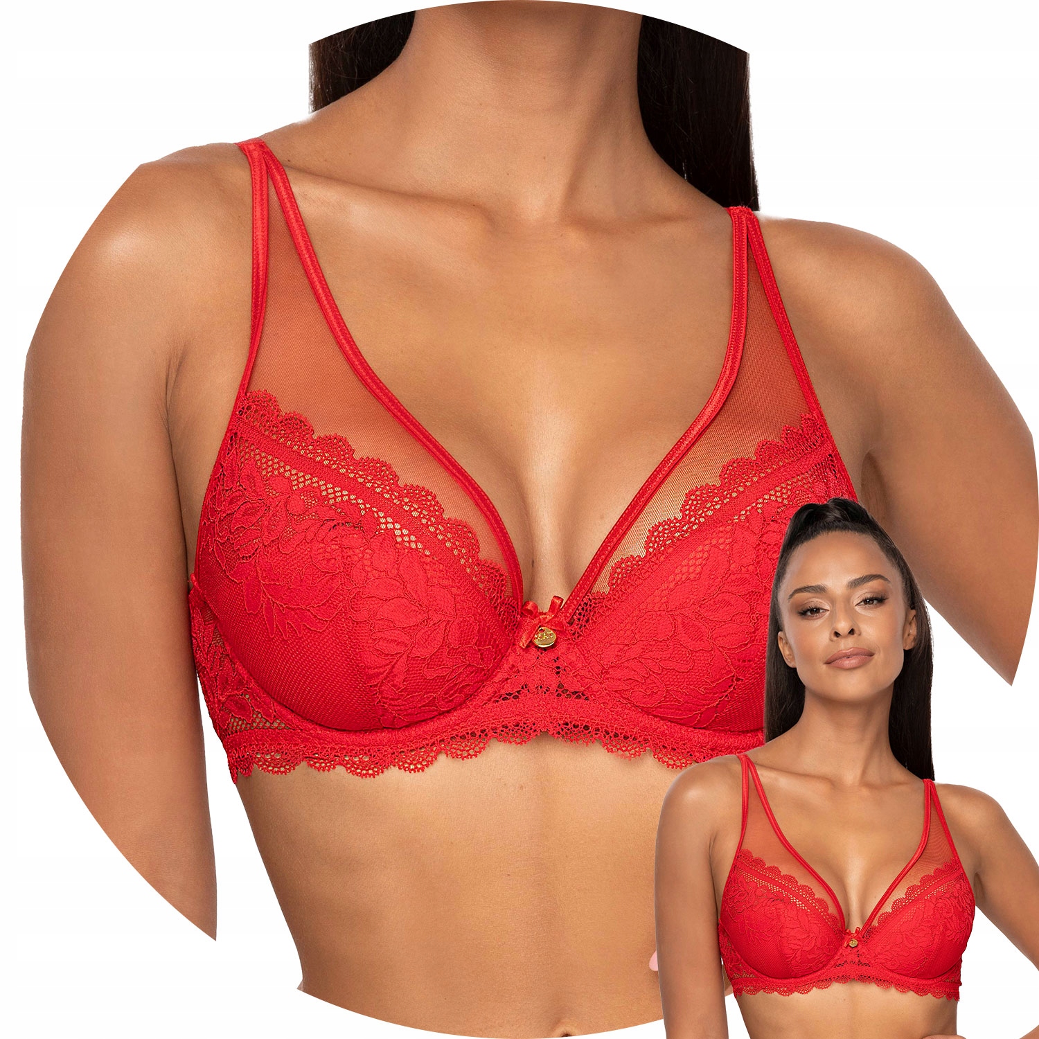 Mat 0198/11 Estelle czerwony Biustonosz push-up koronka 65G