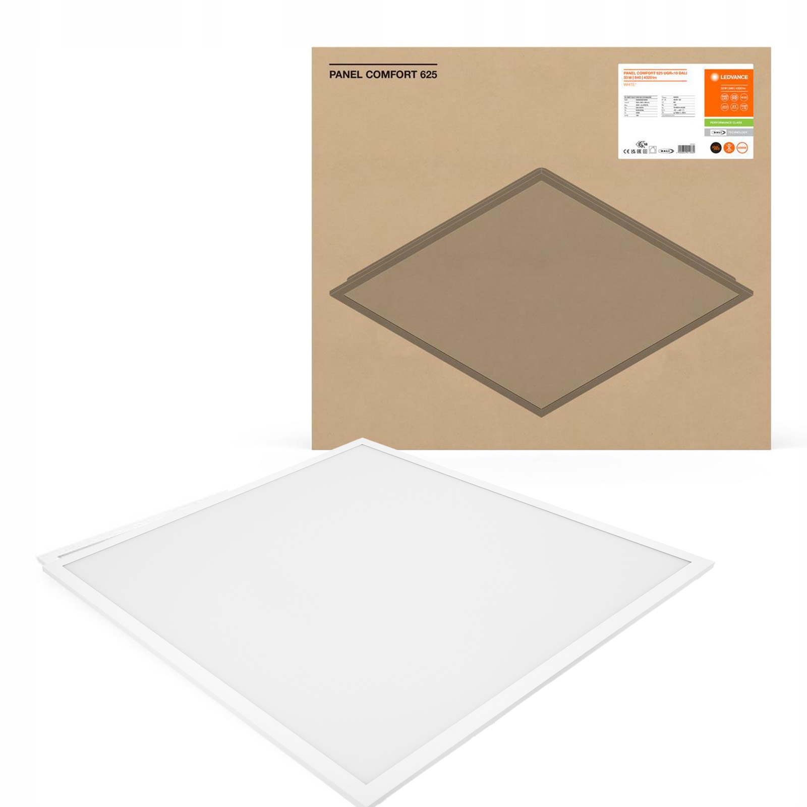 Led panel Kancelářské svítidlo Stropní Svítidlo 33W 4320lm 4000K 62x62cm UGR19