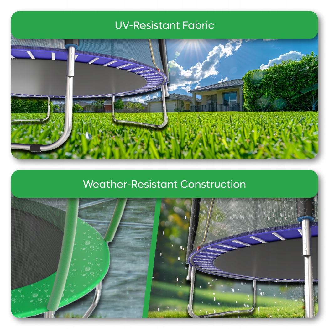 Trampolina Ogrodowa z Siatką Zewnętrzną Halo-Fit Standard 8 FT Wysokość od podłoża 60 cm