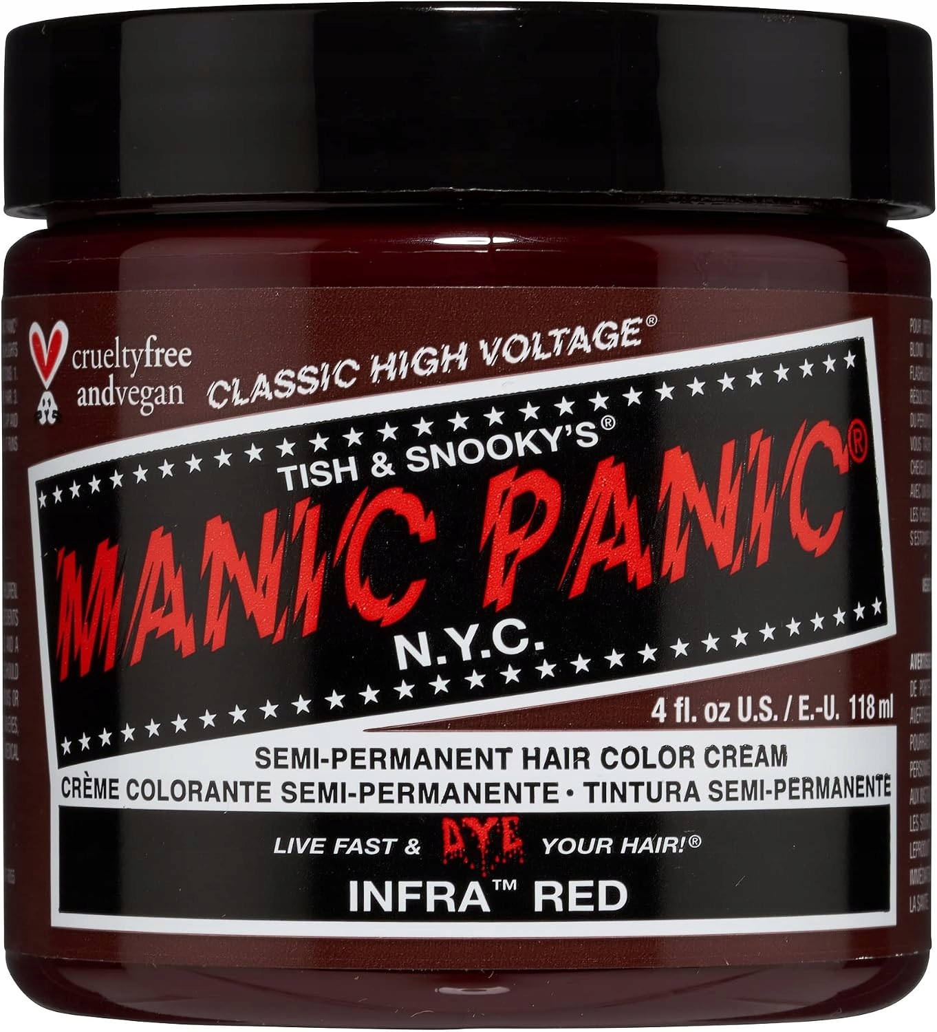 Manic Panic Polotrvanlivá Barva vlasů Infra Red Veganská bez Ppd 4 unce