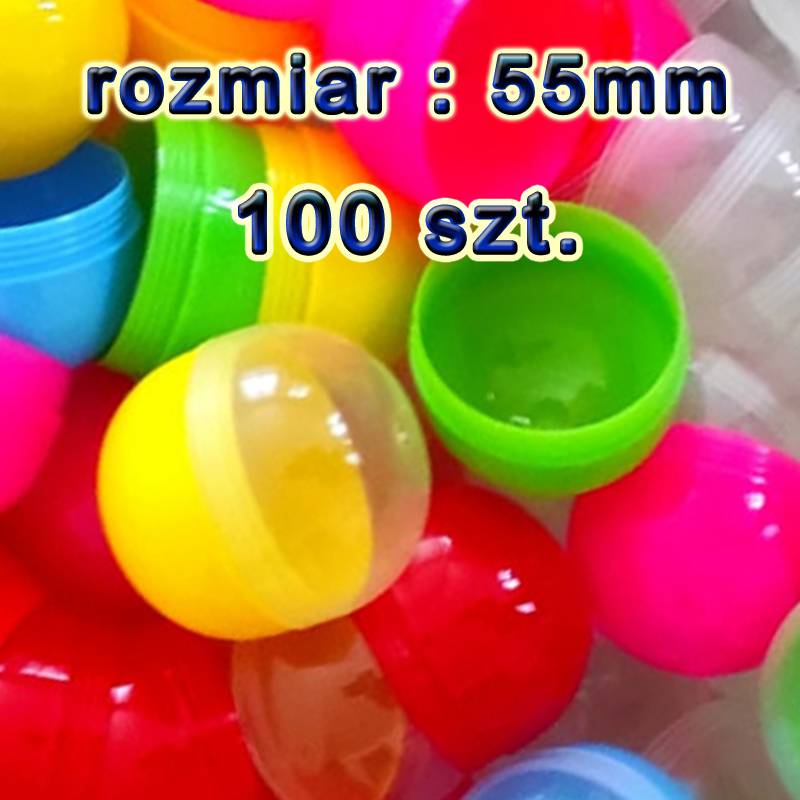 Kapsuła pusta 55mm MIX Kolorów 100szt piłka kulka