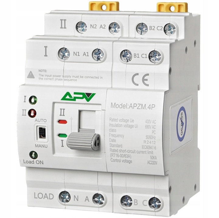 Automatyczny Przełącznik Zasilania 63A 4P Fotowoltaika Sieć Agregat 3-Faz