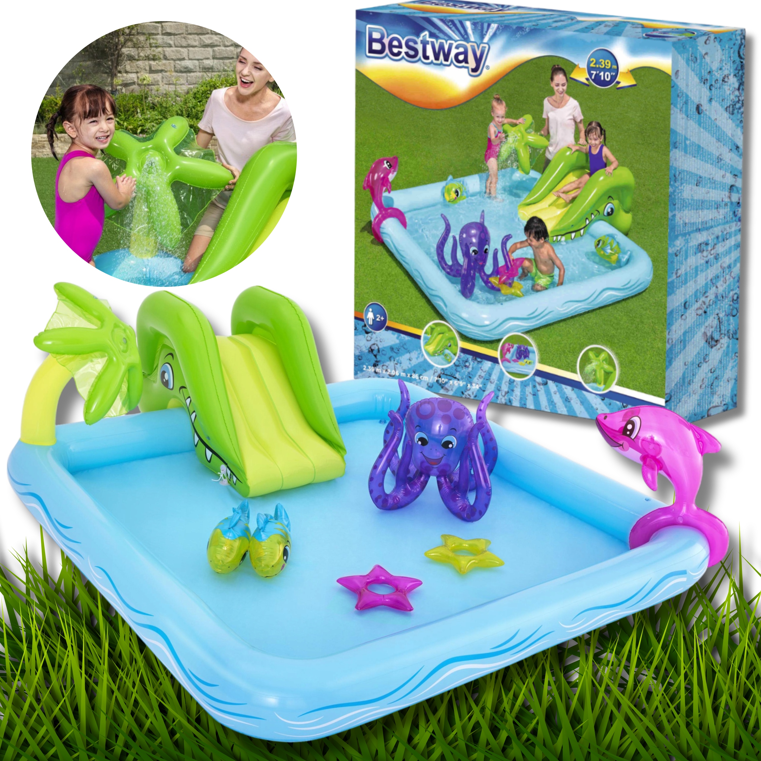 Bazén Nafukovacie Vodné Ihrisko Veľké Šmýkačka Pre Deti Oceán