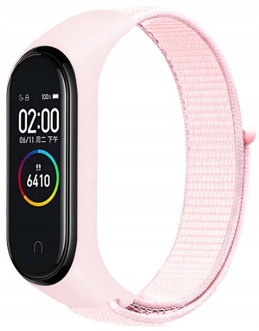 PASEK DO XIAOMI MI BAND 3/4/5/6/7 WYGODNA OPASKA NYLONOWA - JASNORÓŻOWY