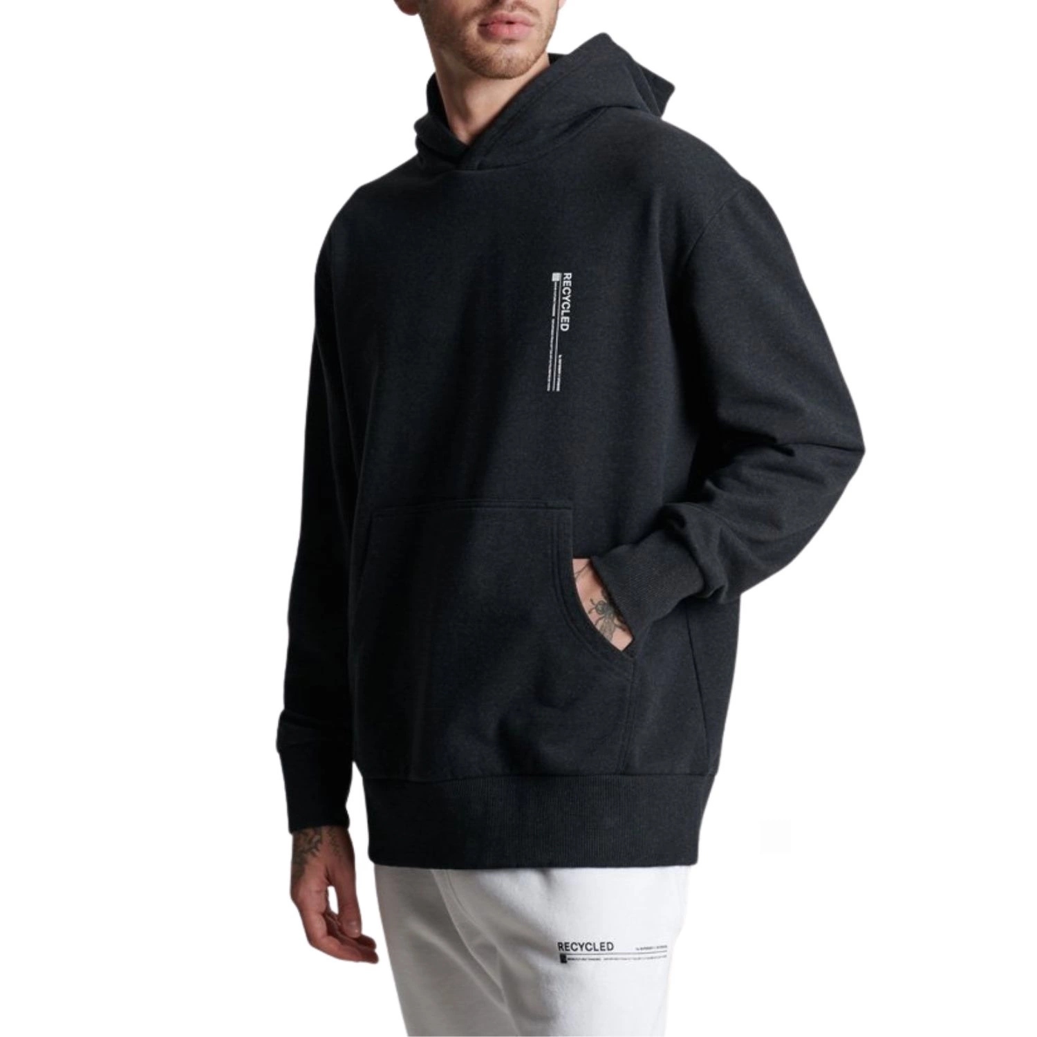 Pánská mikina Superdry Micro Slide s kapucí grafitová teplá módní vel. L/XL