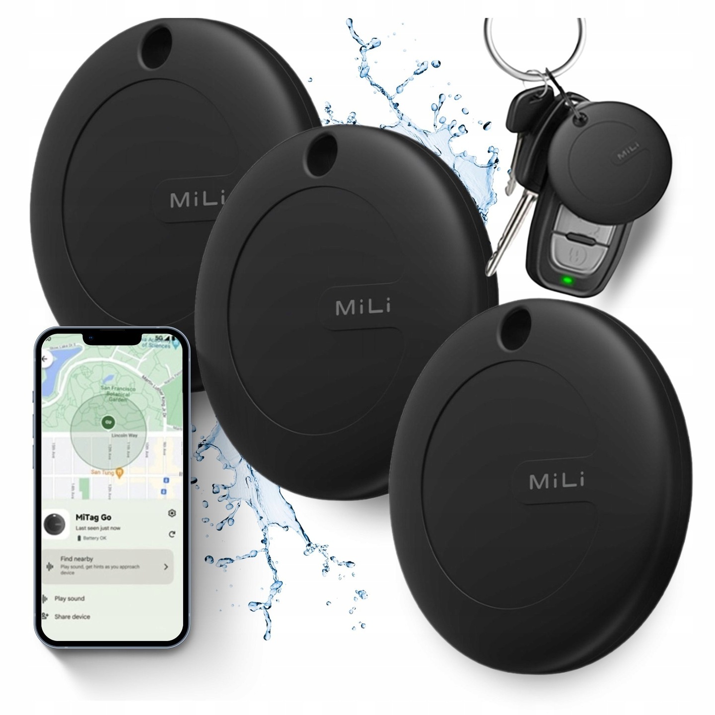Lokalizator GPS 3x MiTag MiLi Android do plecaka kluczy bagażu dla psa