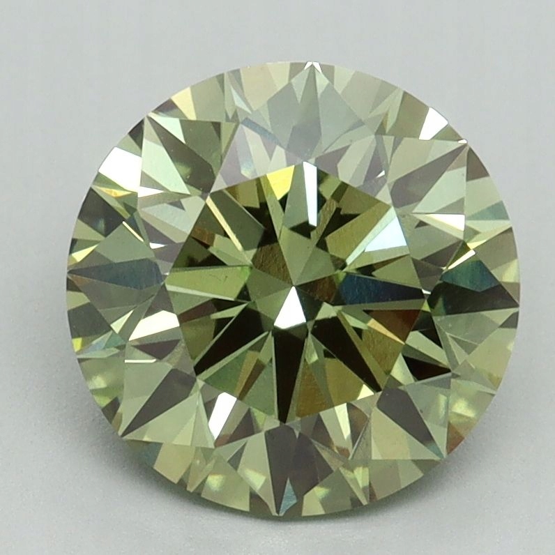 Diament laboratoryjny kolorowy 2.56ct ROUND Fancy Vivid Green VS1 (IGI)