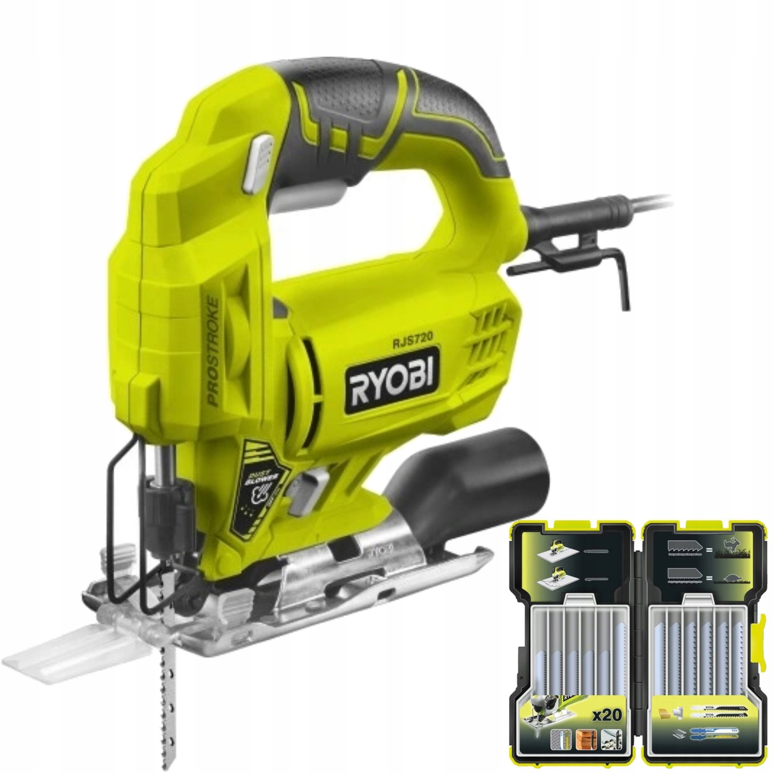Ryobi Elektrická přímočará pila RJS720G 500W sada pilových listů 20 Ks