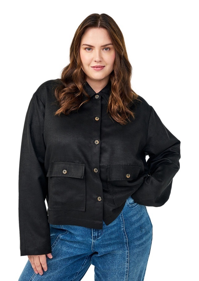 Zizzi Černá Semišová Krátká Košile 302A 56