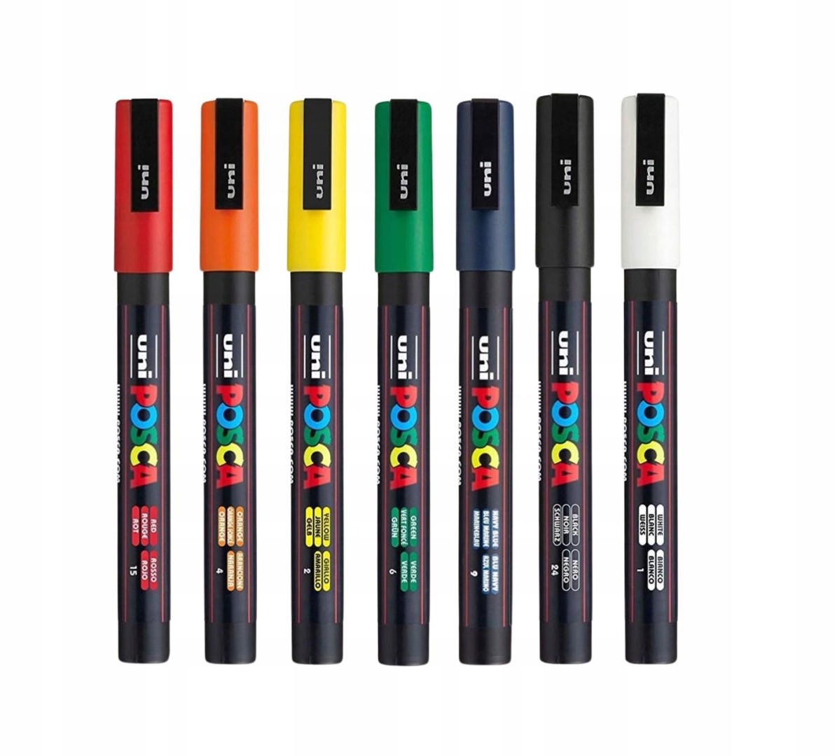 Pisaki, markery z farbą plakatową UNI POSCA PC-3M -7 kolorów