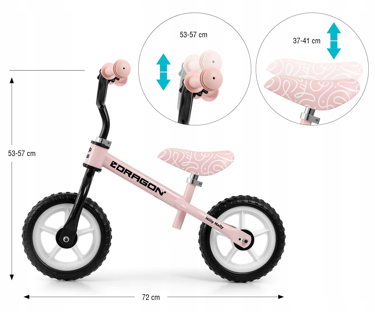 Dragon Pink MillyMally Elegantní odrážedlo odrážedlo pro děti od 2 let