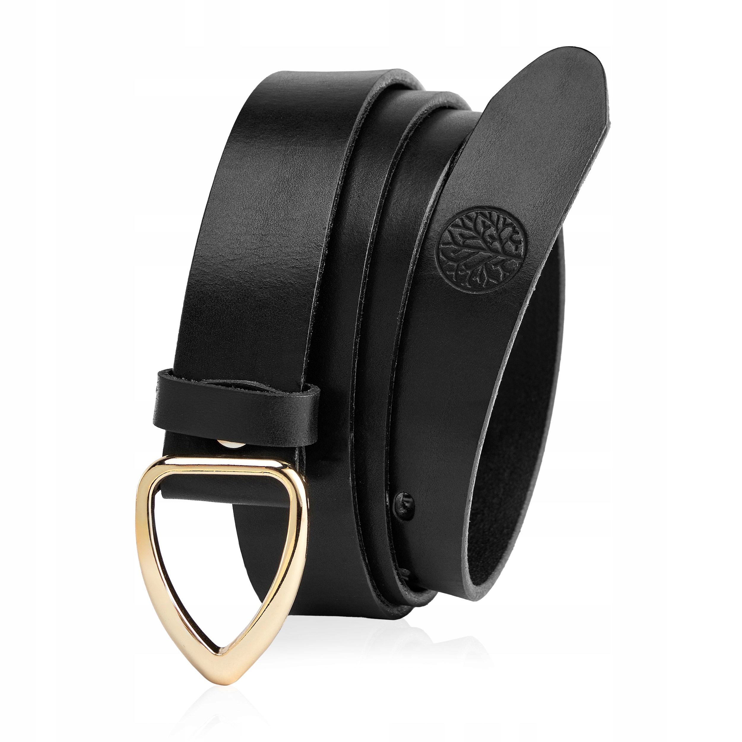 Betlewski Damski pasek ze skóry naturalnej wąski pas metalowa klamra 95