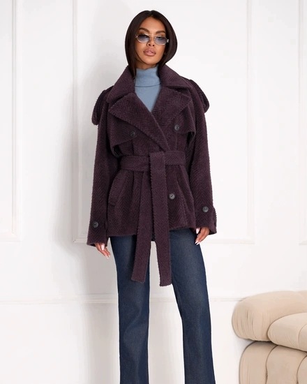 Zartex dámský klasický dvouřadý kabát Sydney Plum AW26 vel. Xs/s