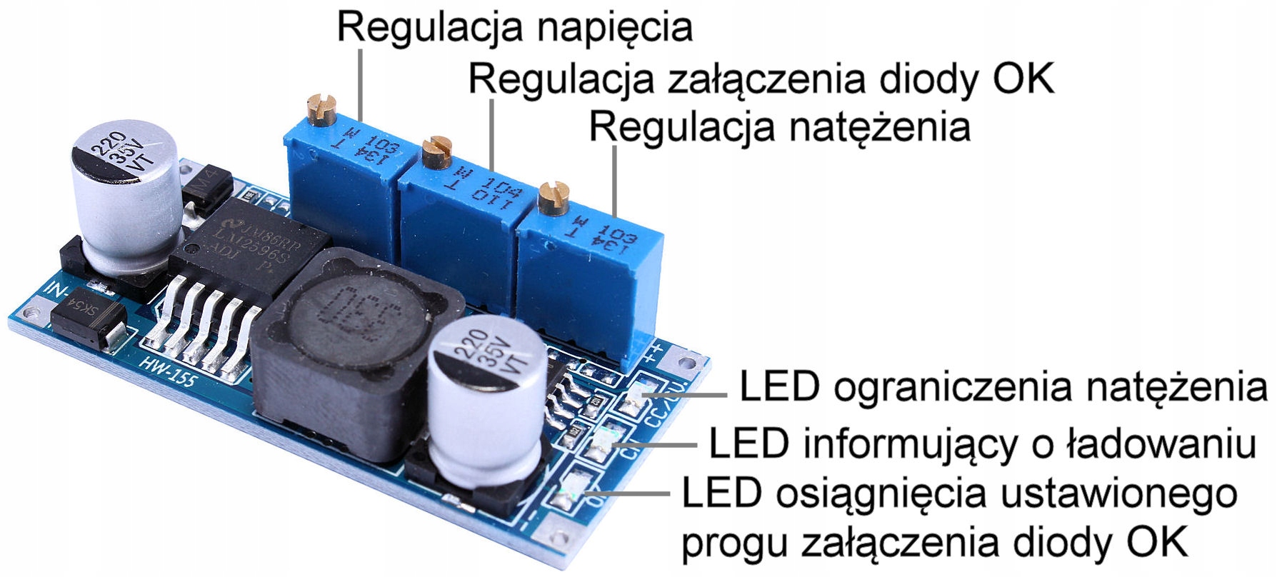 Przetwornica Step Down LM2596S CC CV Napięcie Prąd Kod producenta LM2596S CC CV
