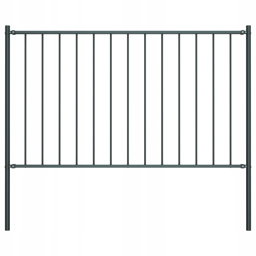 Plotový panel se sloupky, práškově krytá ocel, 1,7 x 0,75 m