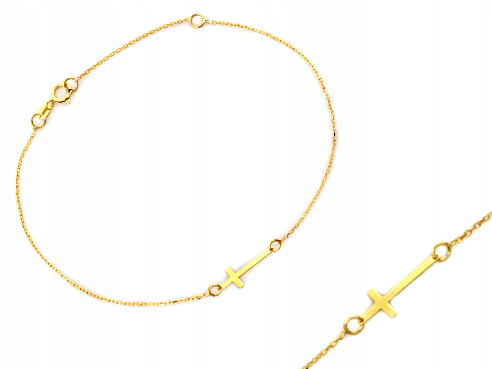 Zlatý náramek celebrity 585 s křížkem r20 Kříž plech 0.66 g