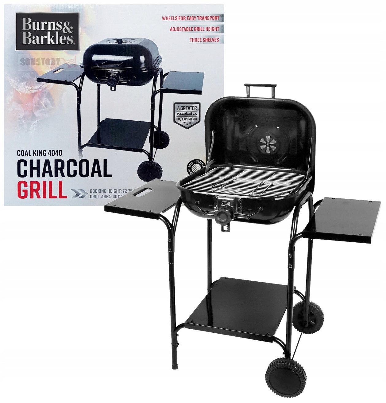 

Grill węglowy z kołami pokrywa Burns&Barkles