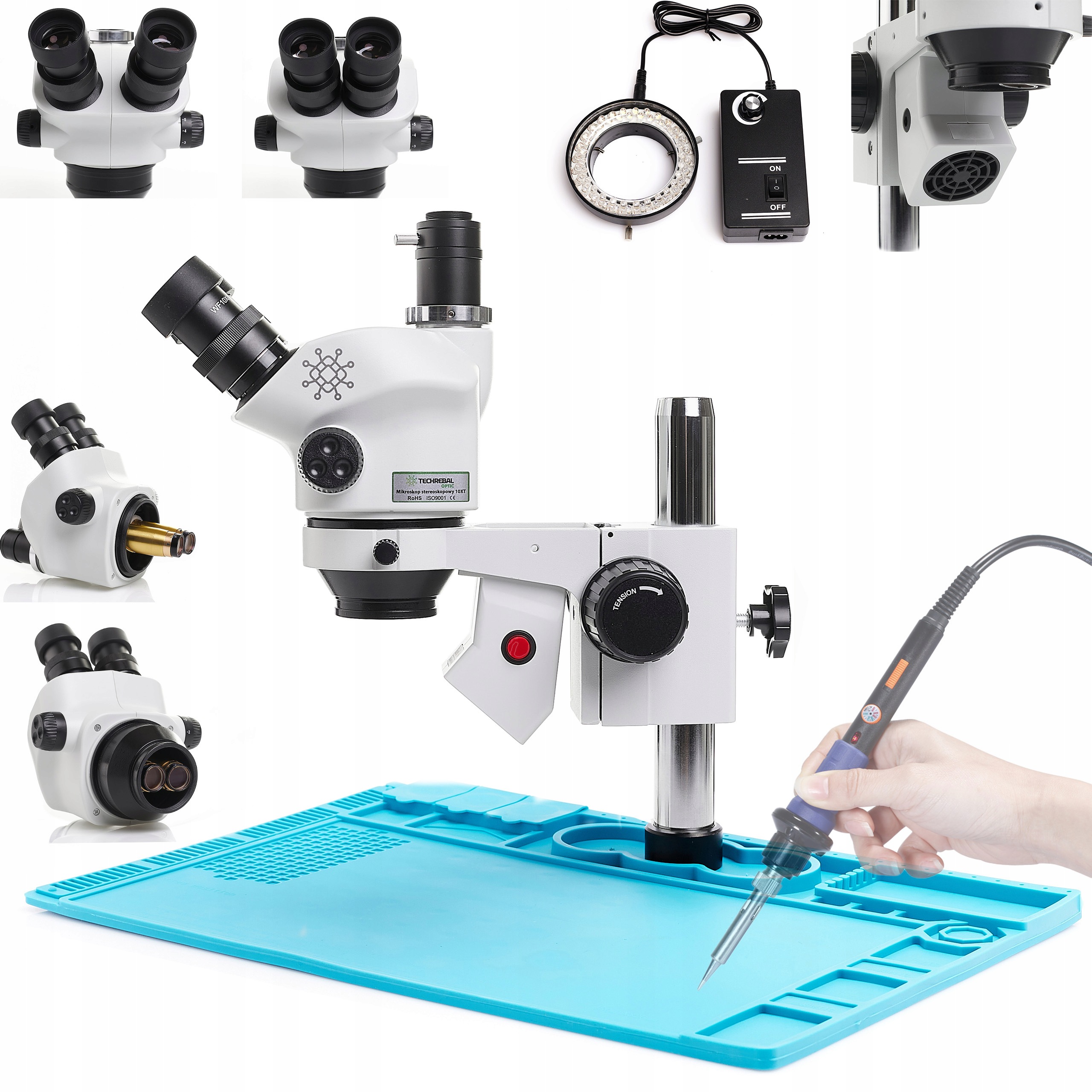 Trinokulární mikroskop Techrebal 10XT 7-50x s Led a odsáváním kouře