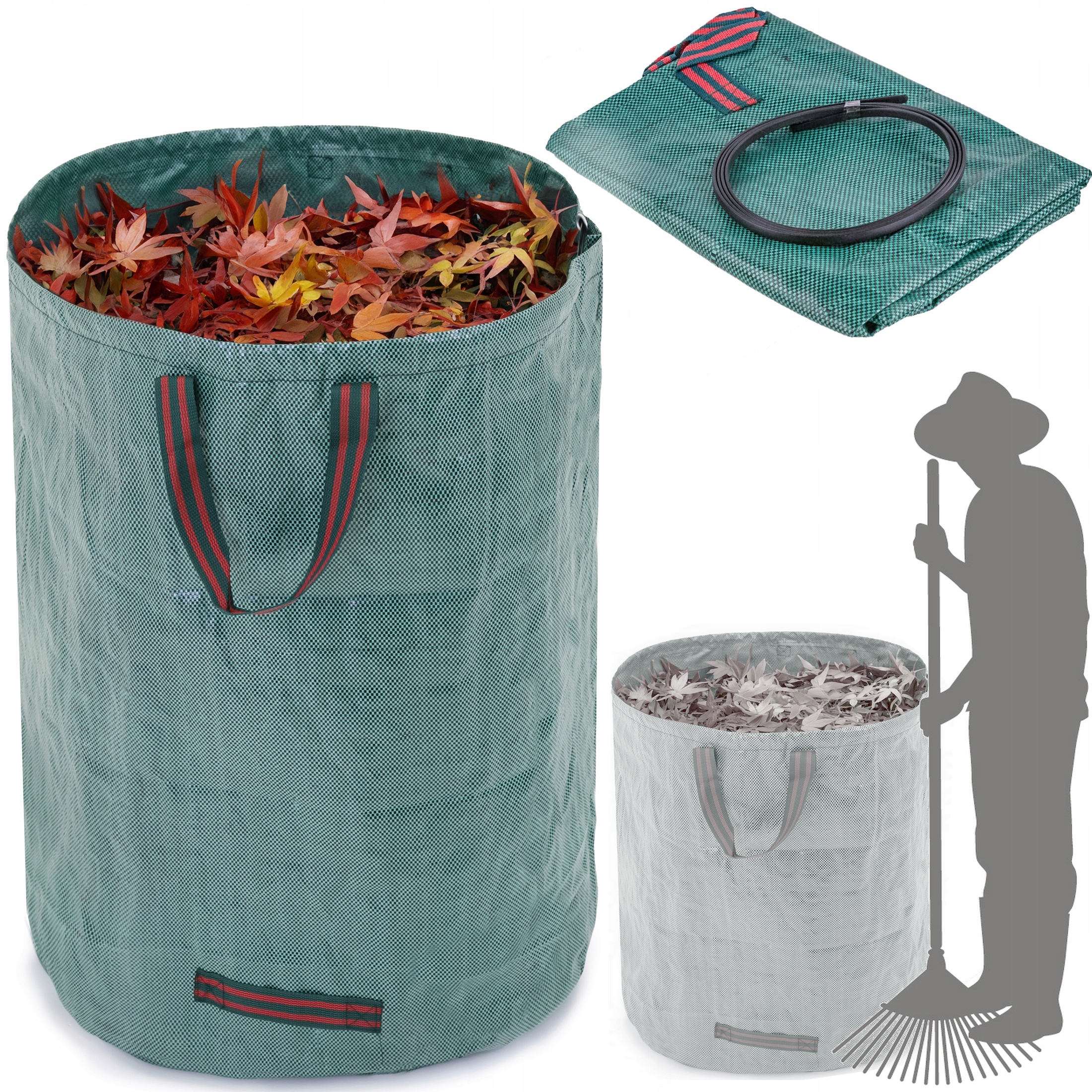 KOSZ OGRODOWY SKŁADANY WOREK NA LIŚCIE TRAWĘ TORBA 272L UCHWYTY