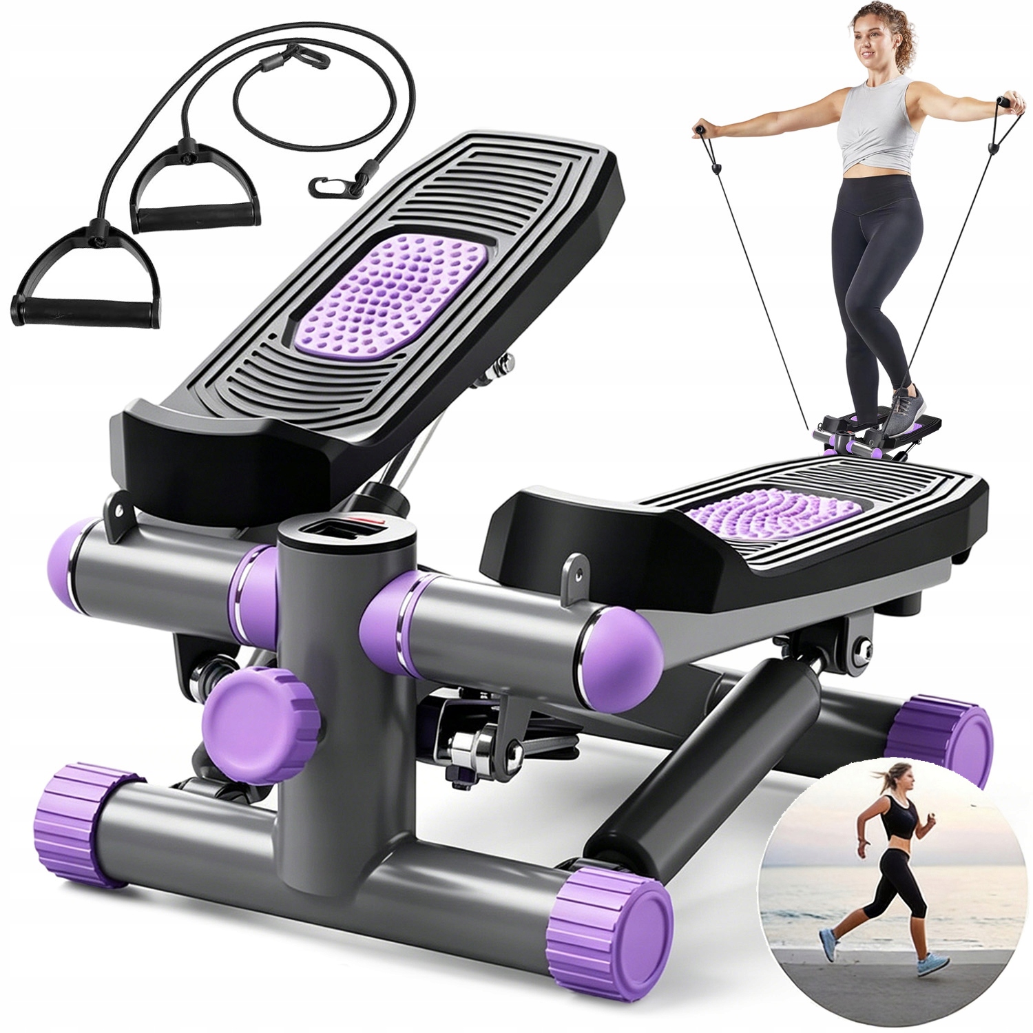 Fitness Stepper Otočný 2V1 S Lany A Počítadlem Stepů, Tichý