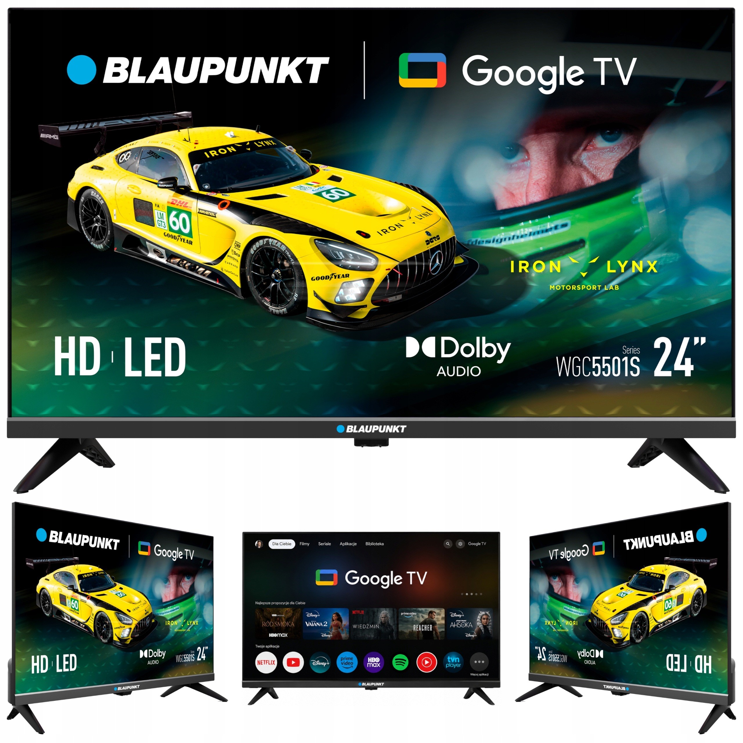 Telewizor 24" Smart Tv Led Blaupunkt Wifi Google Tv Bluetooth Hd Bezramkowy