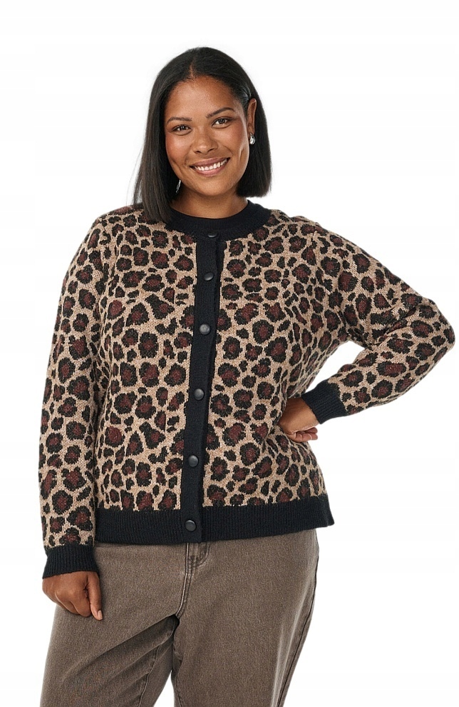 Bolerko Plus Size Zizzi Černý Svetr Kardigan Panterka 534A 52