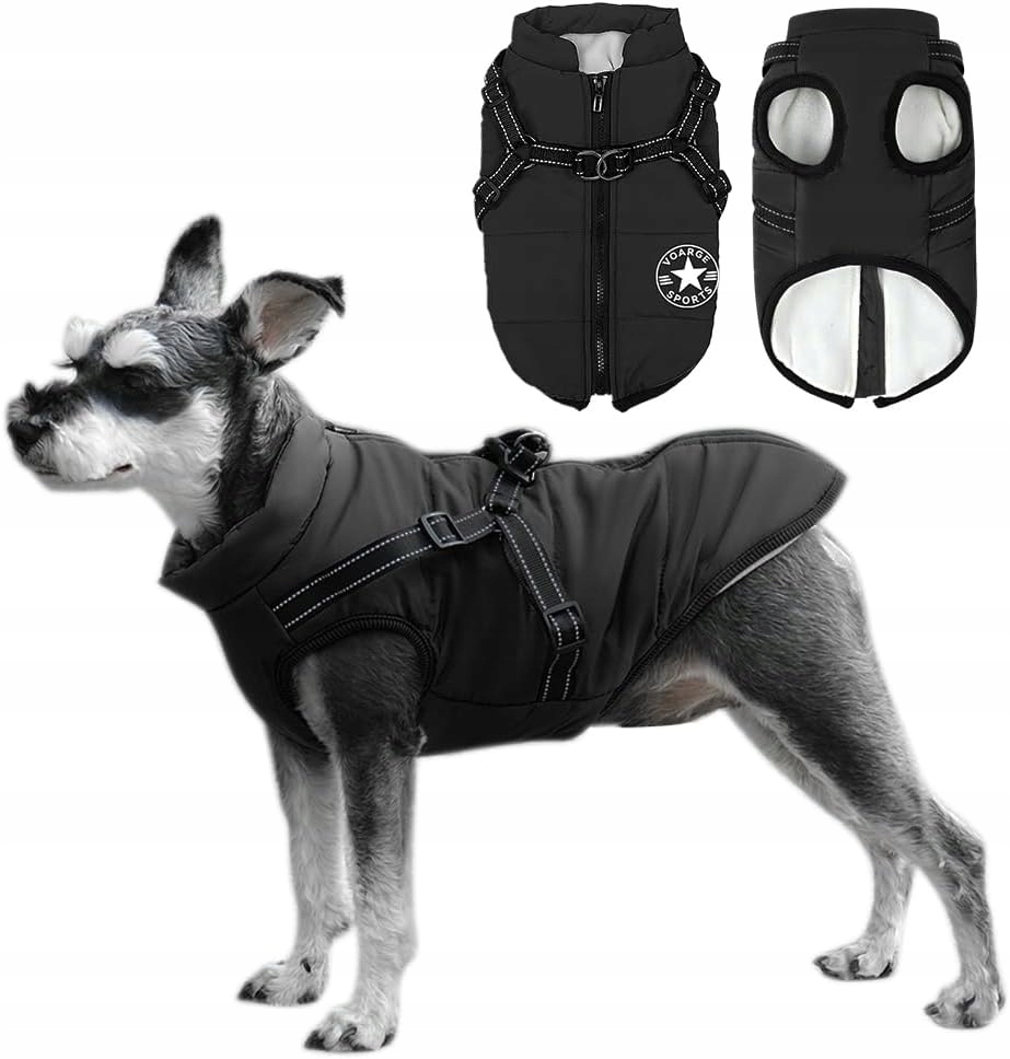 Levně Nepromokavá Reflexní Zimní Teplá Bunda Pro Psa S Postrojem