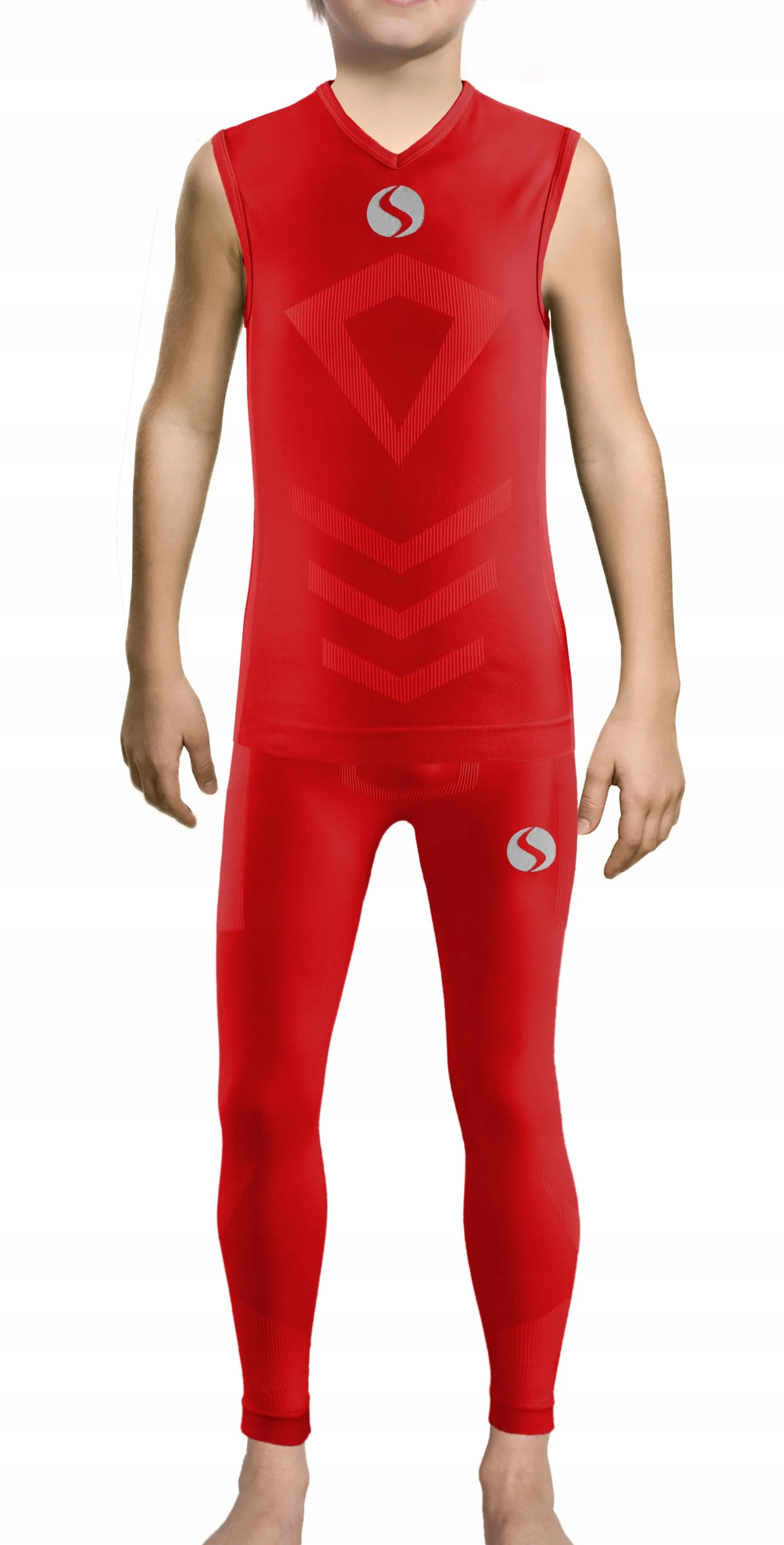 Sesto Senso Komplet Thermo chlapec bez rukou, délka kalhot, červená 116-140 4XS/3XS