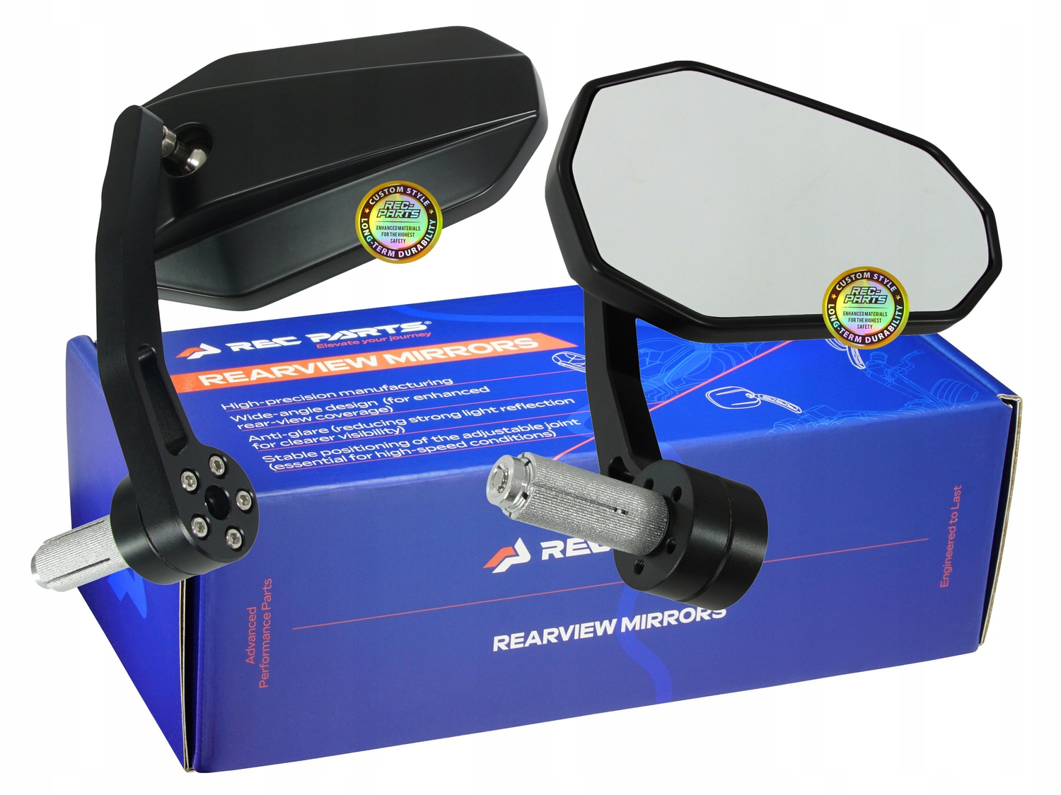 Lusterka Motocyklowe Cnc Czarne Duże Homologacja Do kierownicy 22 i 25,4 mm