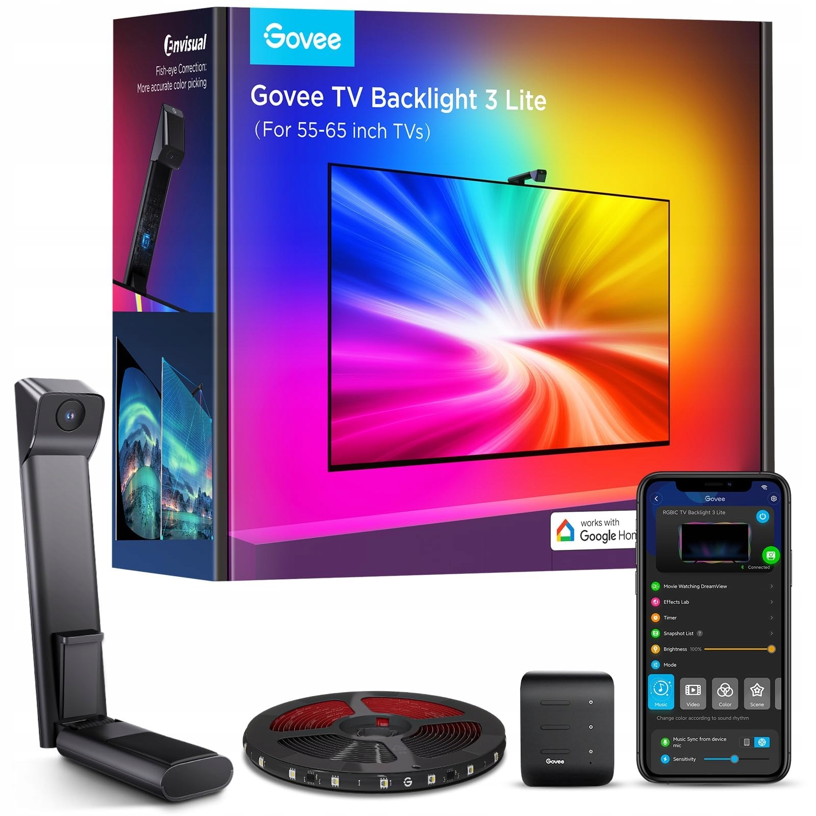 Led osvětlení televizoru 55-65 palců Rgbicw WiFi kamera Govee Tv Backlight 3 Lite