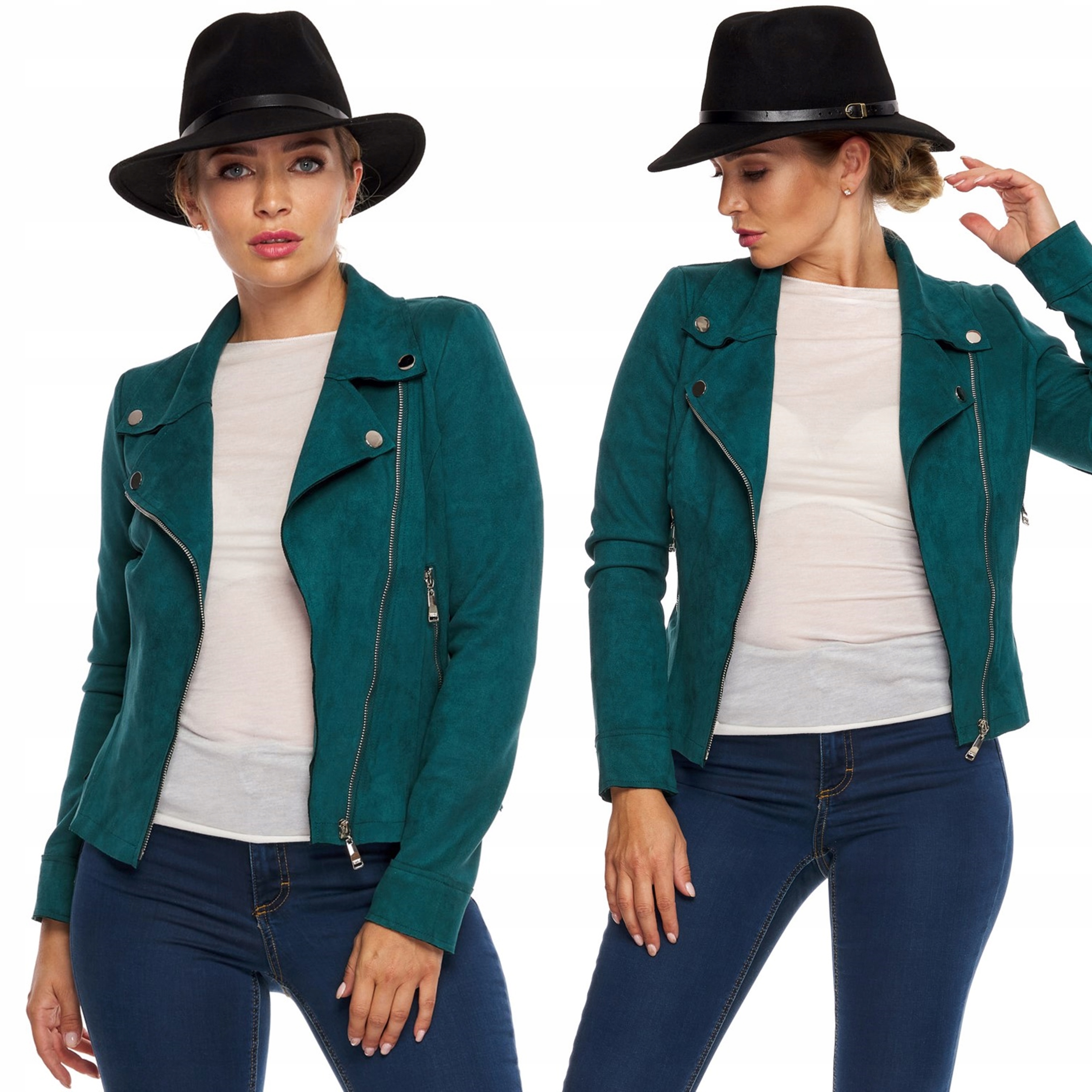 KURTKA ZAMSZOWA RAMONESKA ZARKA morska zieleń r.S