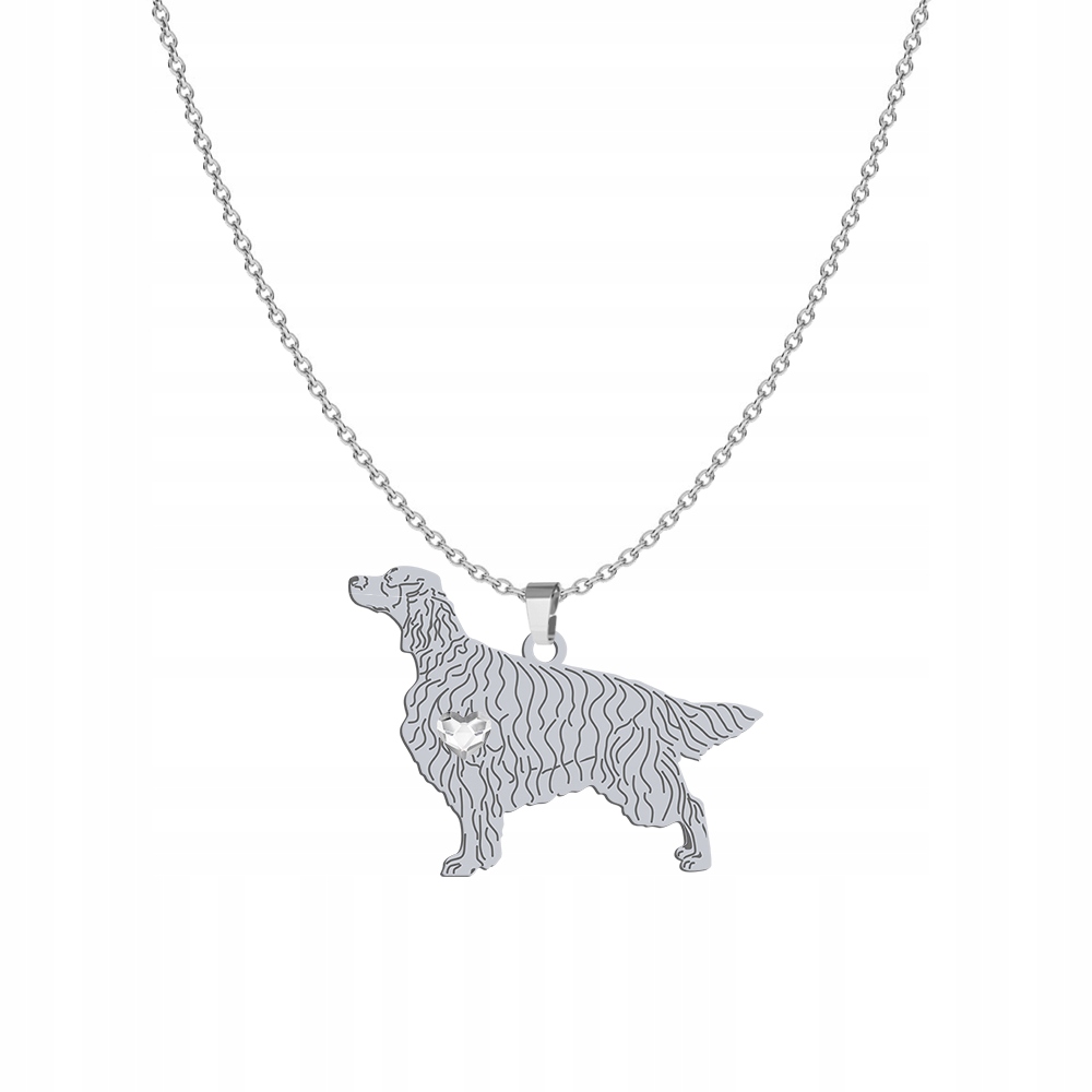 Stříbrný náhrdelník s irským setrem 925 Řetízek Šperky Gravírování Bonus