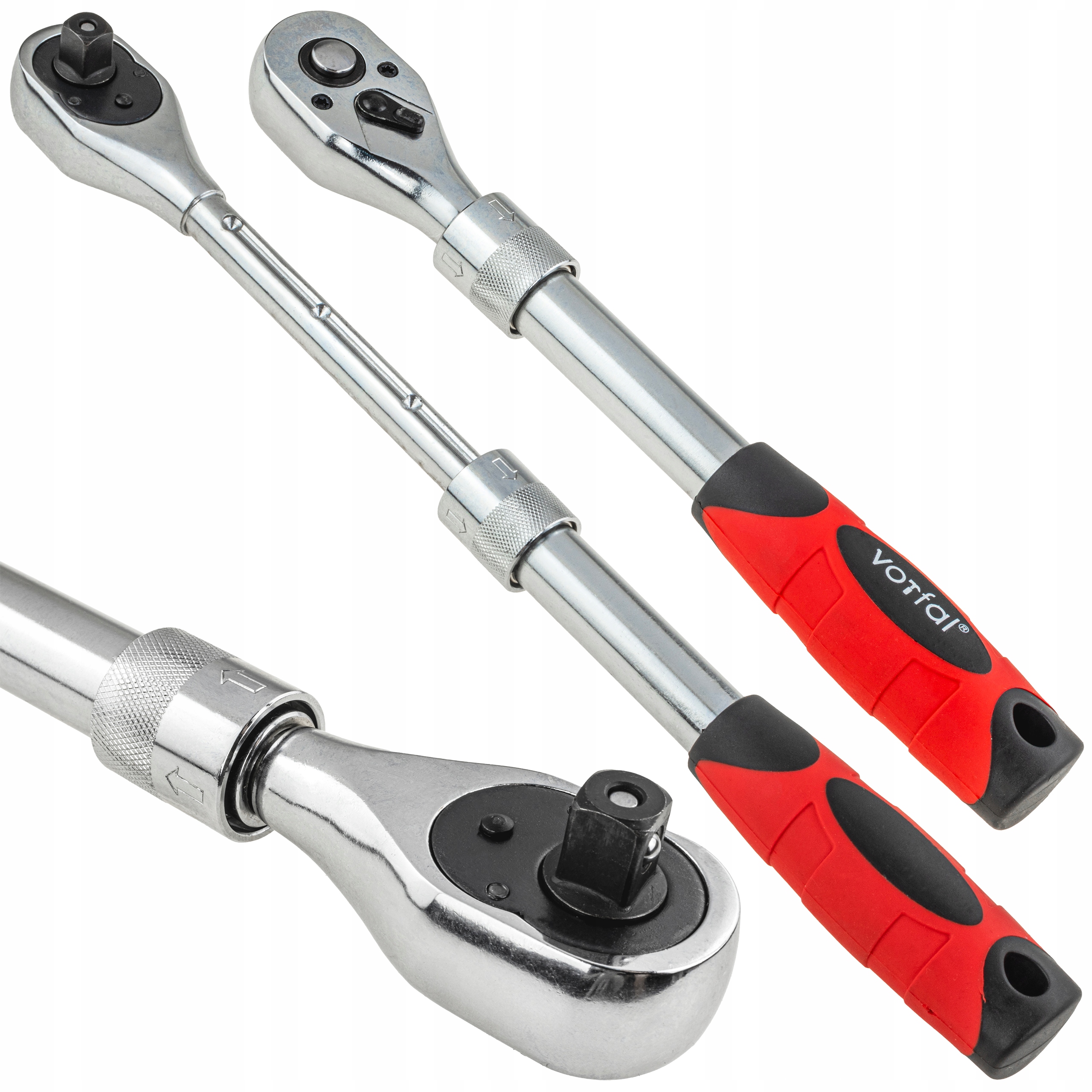 Grzechotka Teleskopowa 215-315 MM 3/8" 72 zeby Regulowana Długość