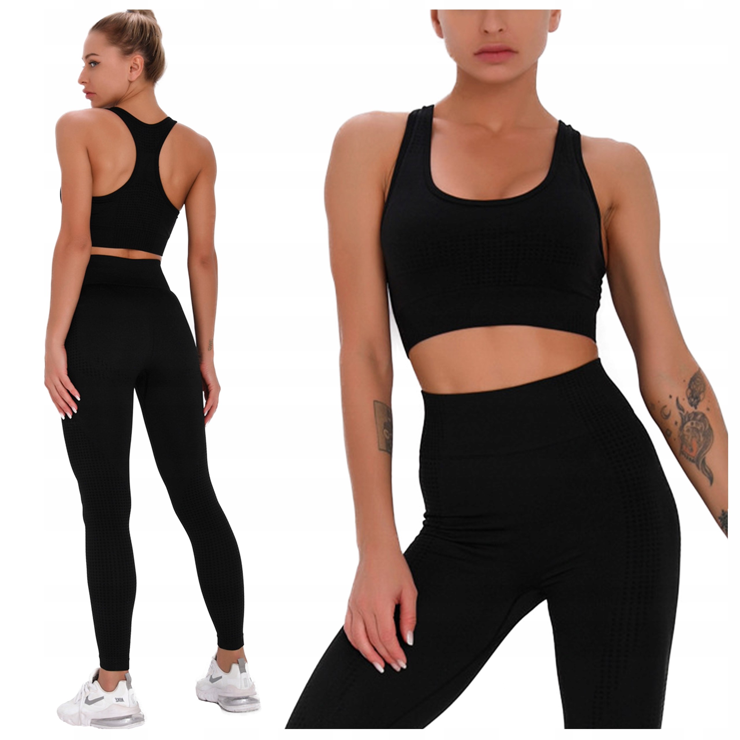 Komplet Sportowy bezszwowe legginsy top fitnes M