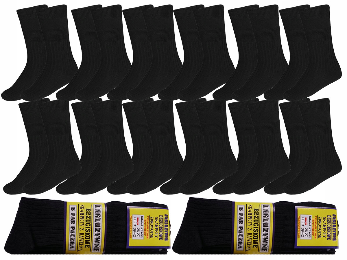 

12x Bezuciskowe Skarpety garniturowe cienkie 39-42