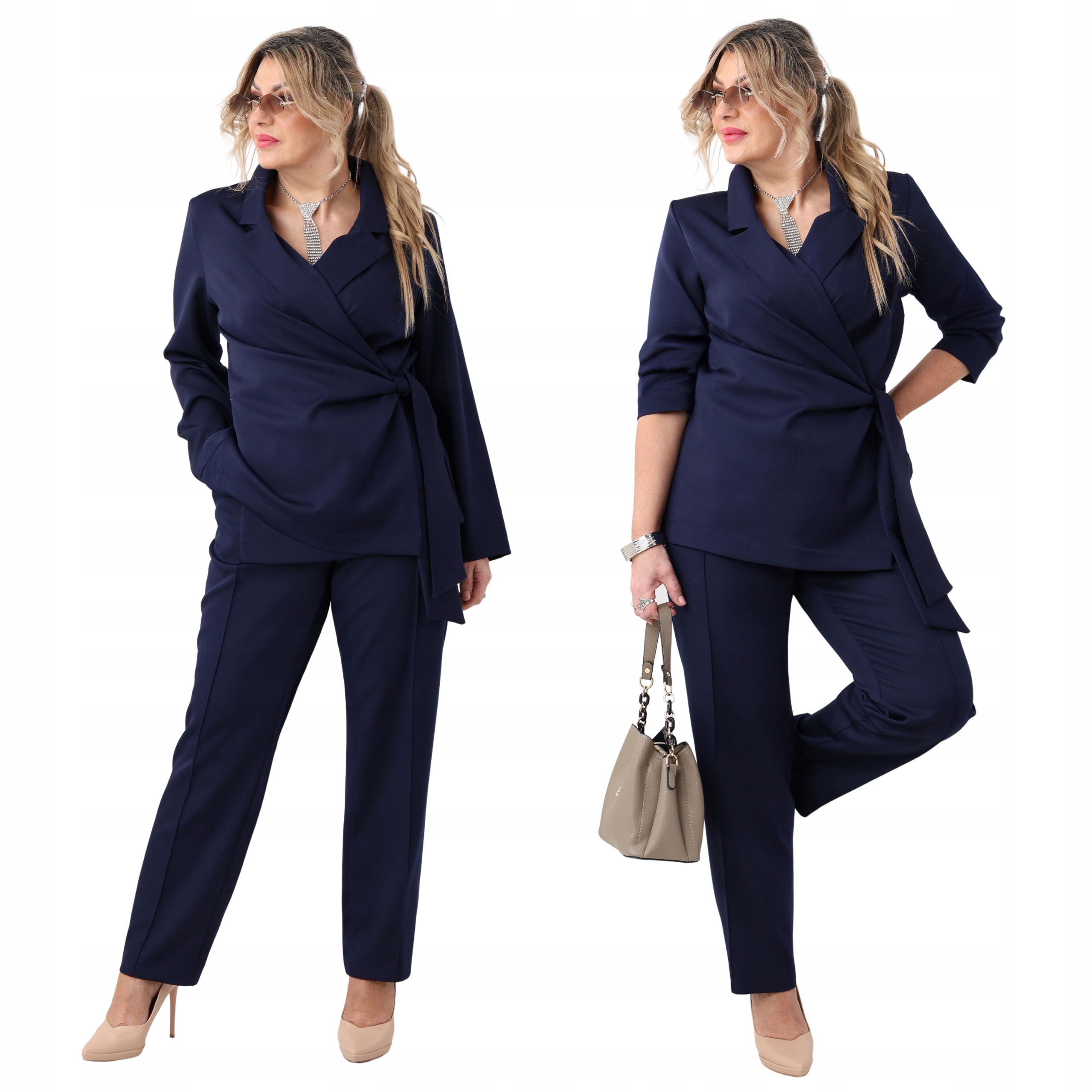 komplet damski Polski Producent marynarka i spodnie duże rozmiary