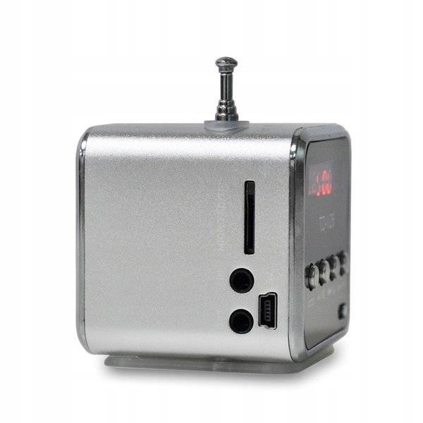 PRZENOŚNE RADIO FM AKUMULATOROWE Z GŁOŚNIKIEM LED SZARE Wysokość produktu 5 cm