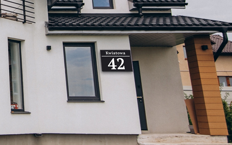 Numer na dom Tabliczka Adresowa 30x20cm z dibondu Kolor czarny