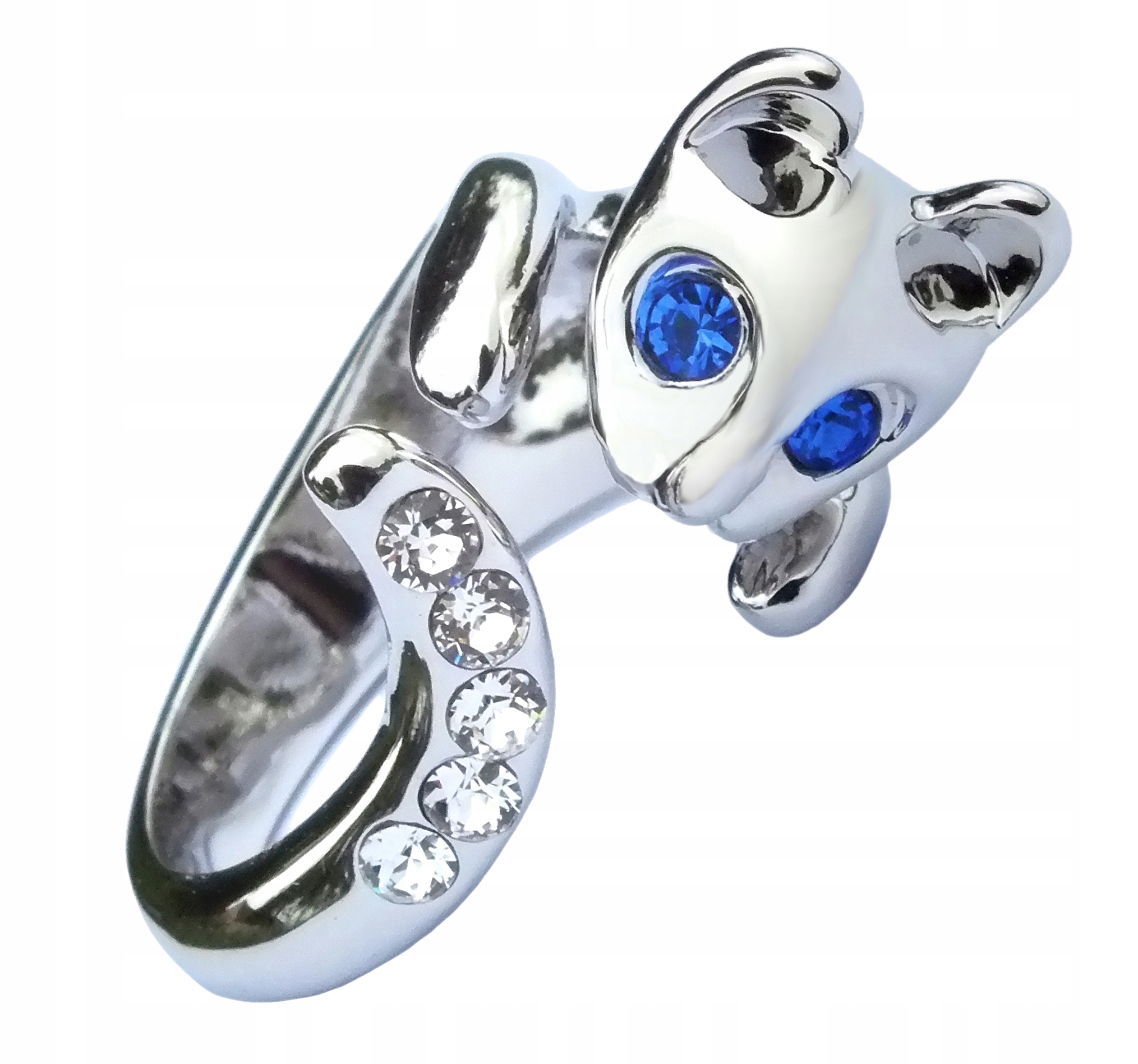 

Pierścionek Kot Z Kotkiem Białe Złoto Swarovski