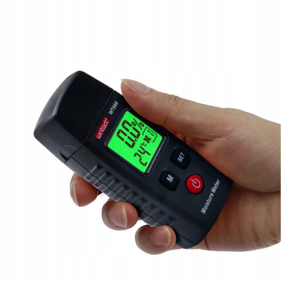 WILGOTNOŚCIOMIERZ MIERNIK WILGOTNOŚCI DREWNA MATERIAŁÓW BUDOWLANYCH LCD CD Kod producenta WT660