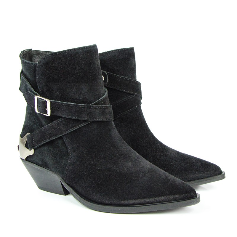 Carinii B8197 Kotníkové Boty Jarní Semišová Kůže Černá 38