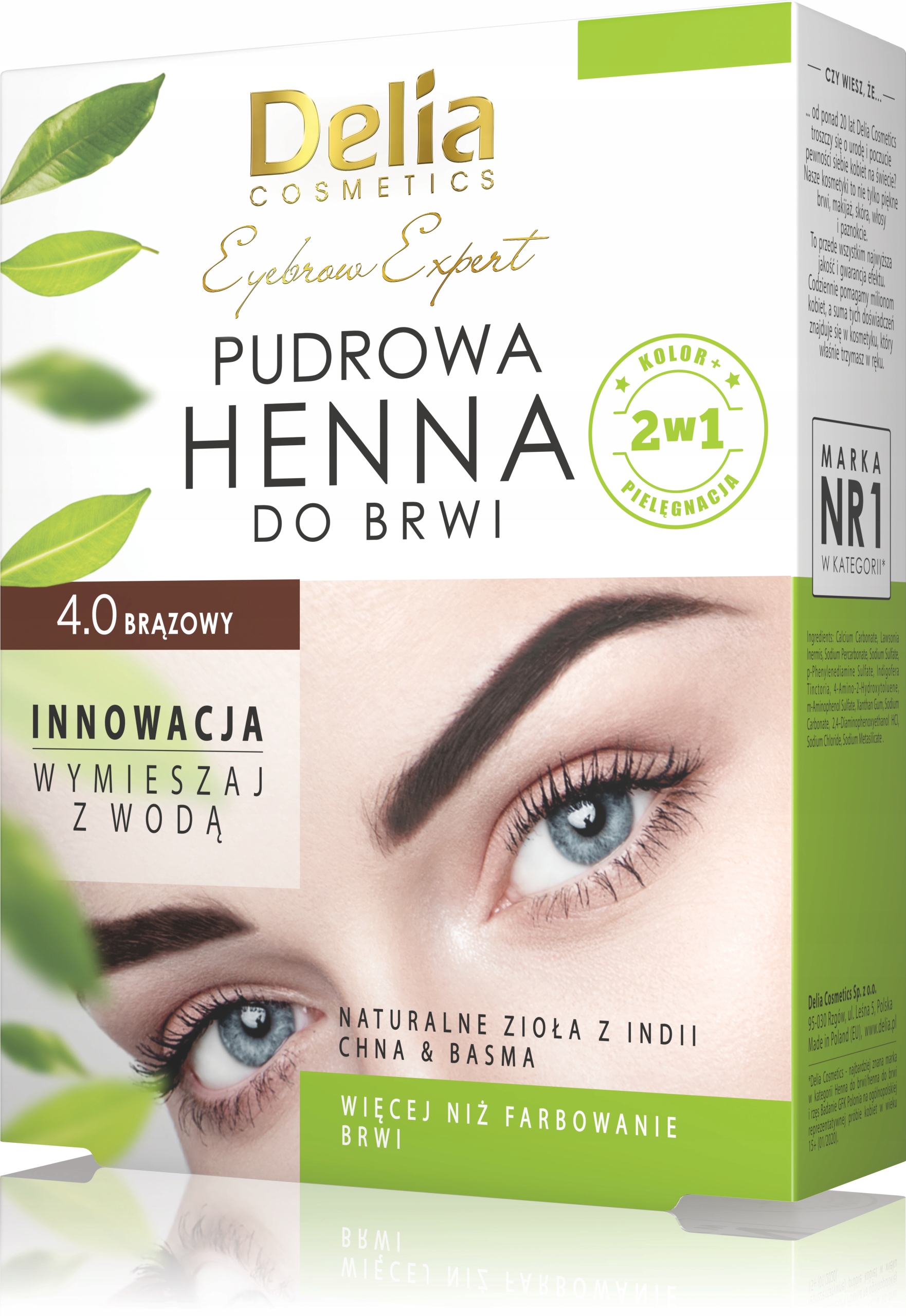DELIA PUDROWA HENNA DO BRWI 4.0 BRĄZOWA