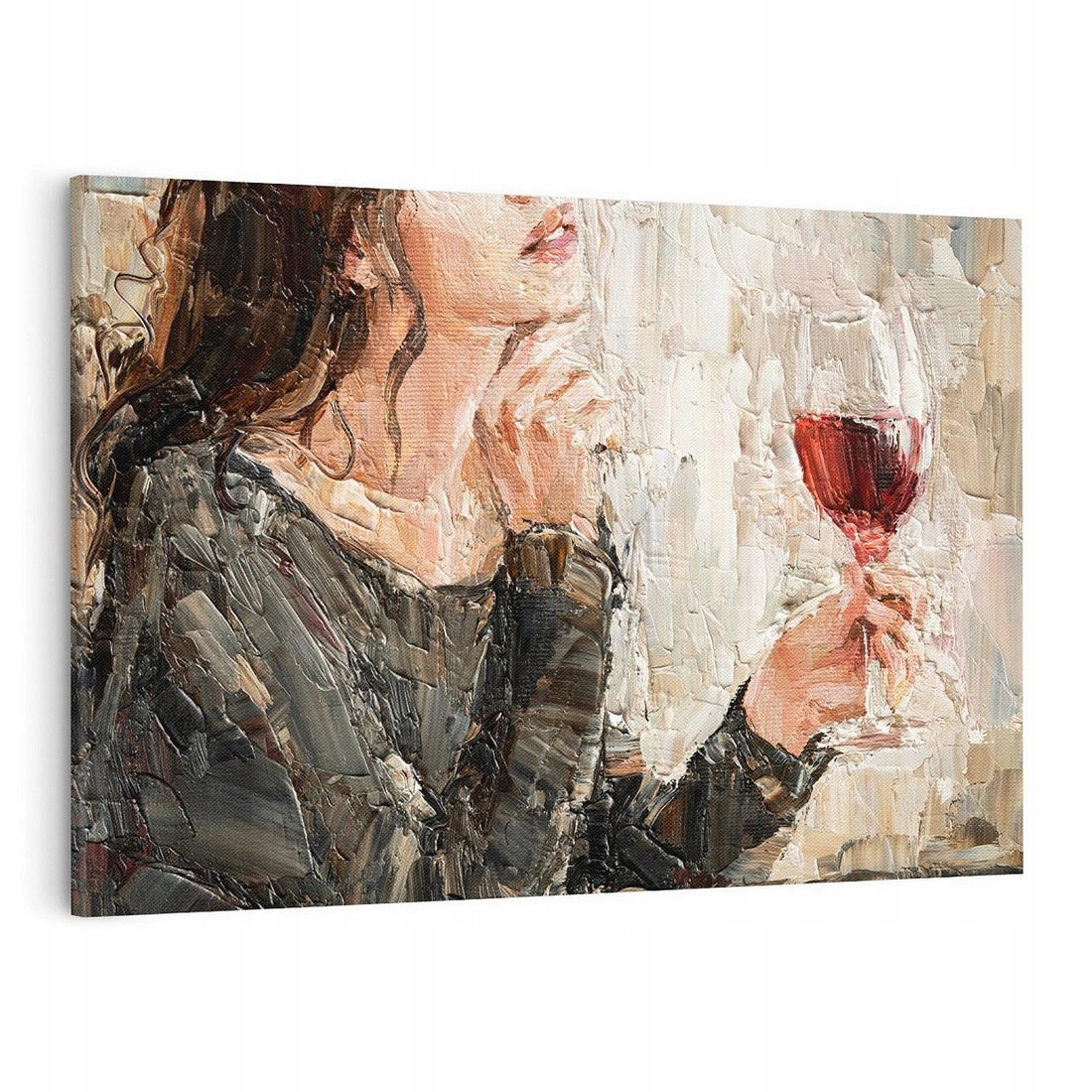 Obraz na płótnie 70x50 kobieta z winem obraz olejny jak malowany
