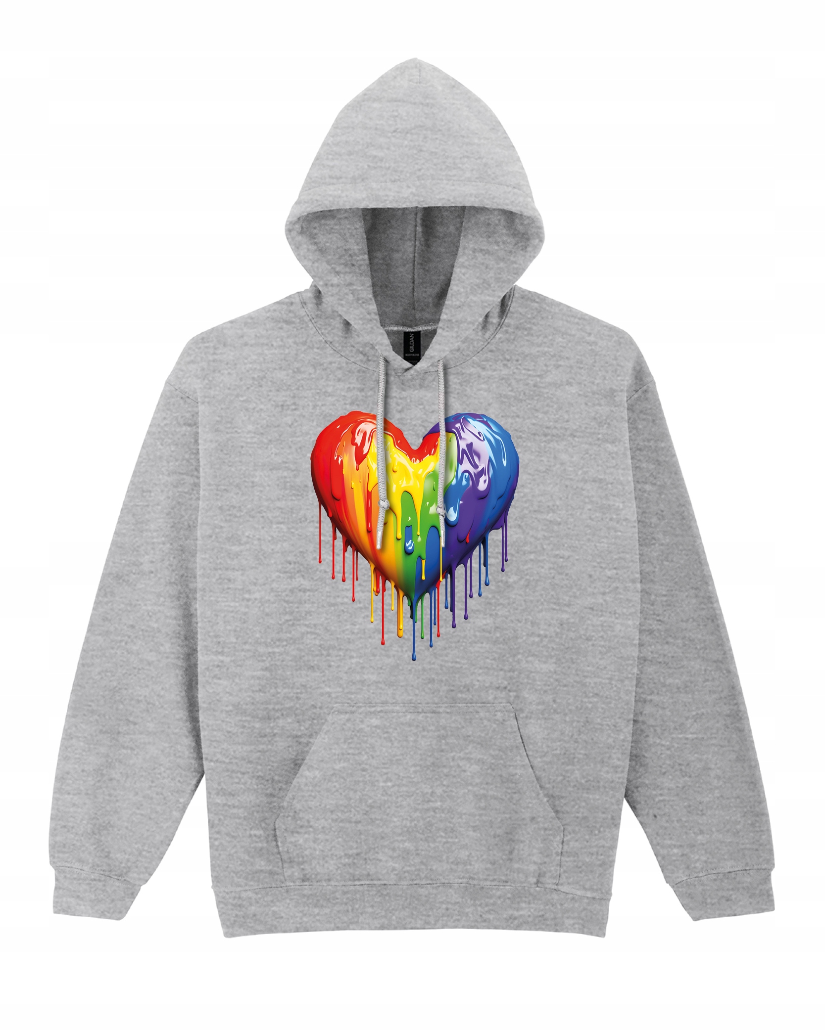 Mikina s kapucí s duhovým srdcem Barva Lgbt Freedom, šedá, XL