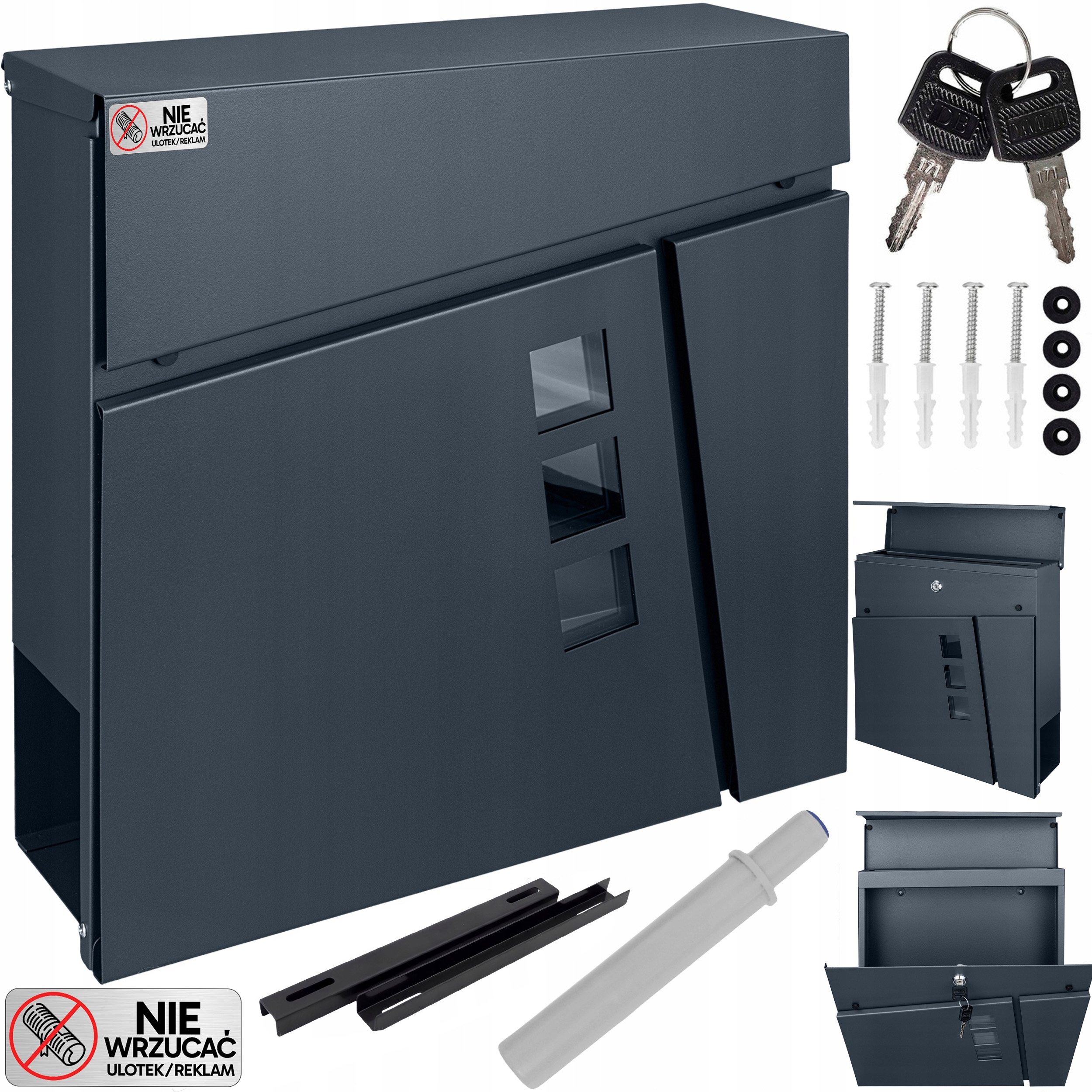 Poštovní Schránka Poštovní Antracit S Novinami Tichý XXL Domeček Držák