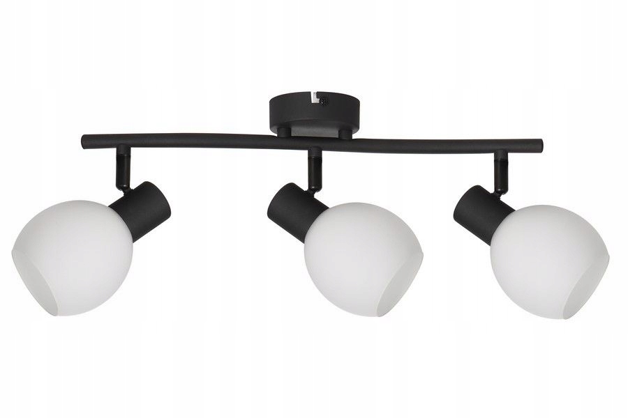 Lampa sufitowa potrójna czarna szklane białe klosze regulowana 40cm Reality