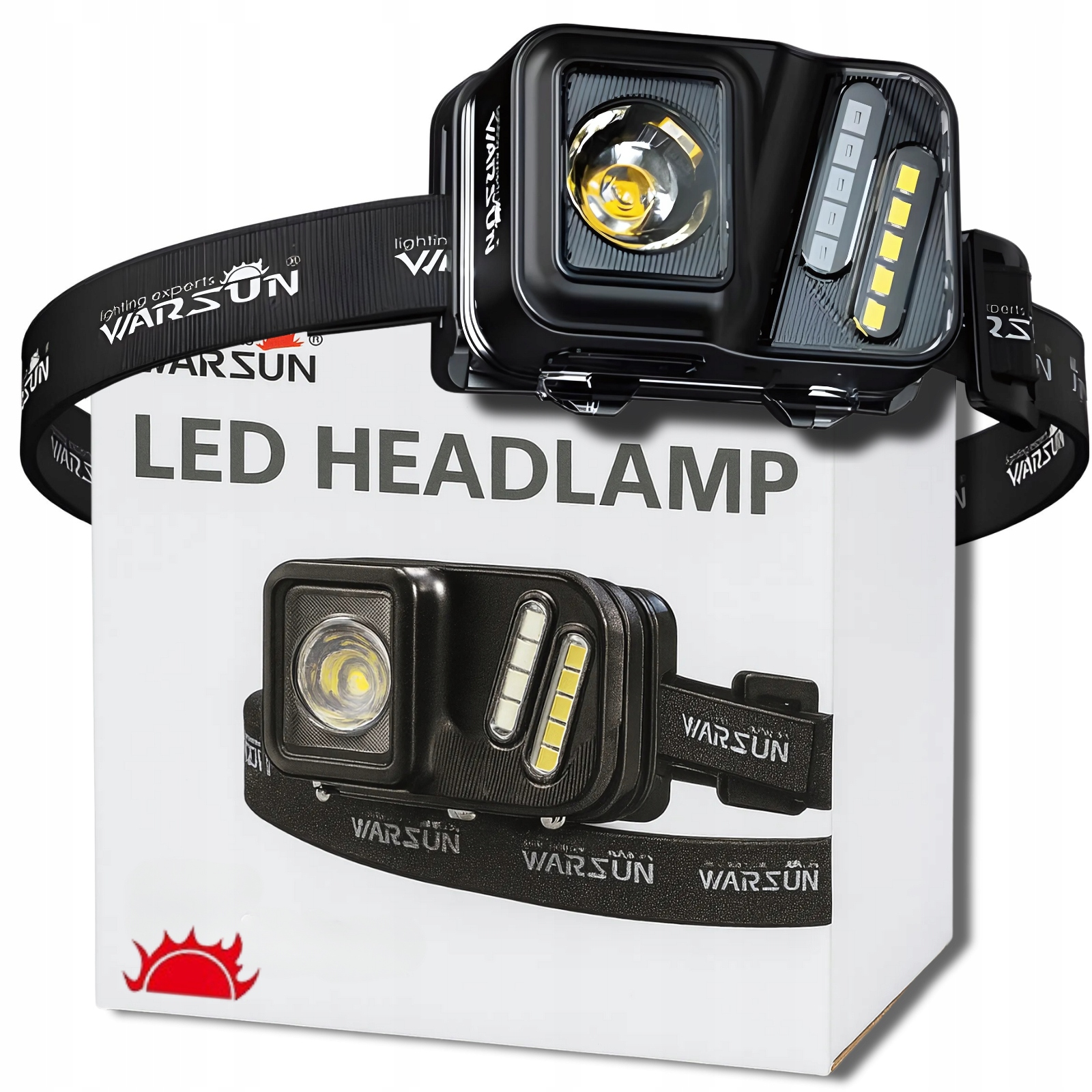 LATARKA CZOŁOWA LED AKUMULATOROWA VECTA CZUJNIK RUCHU ŚWIATŁO CZERWONE USBC