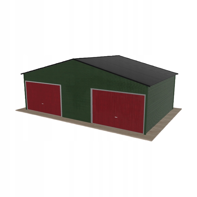 Plechová garáž 8x5 m, dvoupolohová, dvoupolohová, zelená