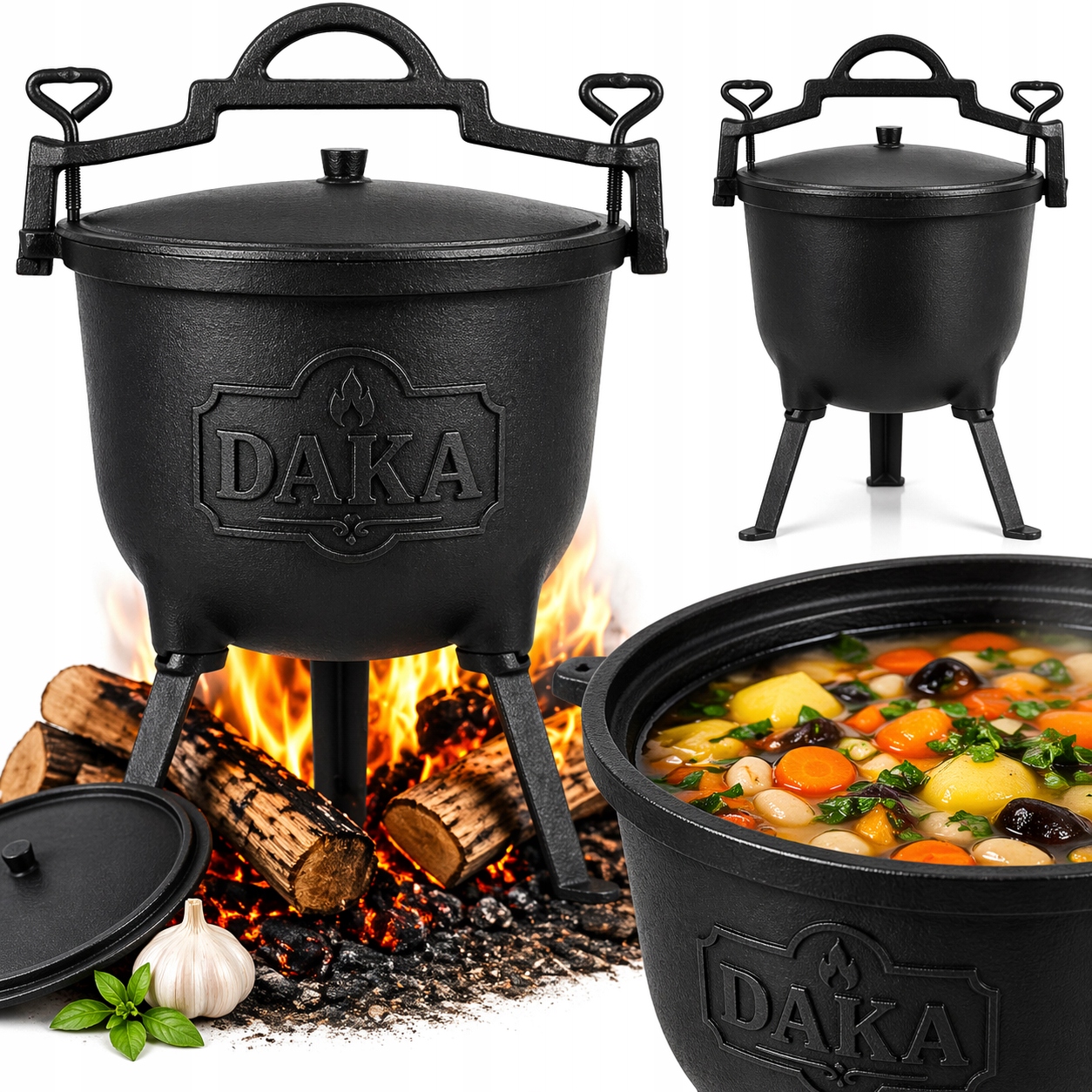 Litinový Kotlík Lovecký Maďarský Hrnec Na Oheň Gril Pečeně 10 L